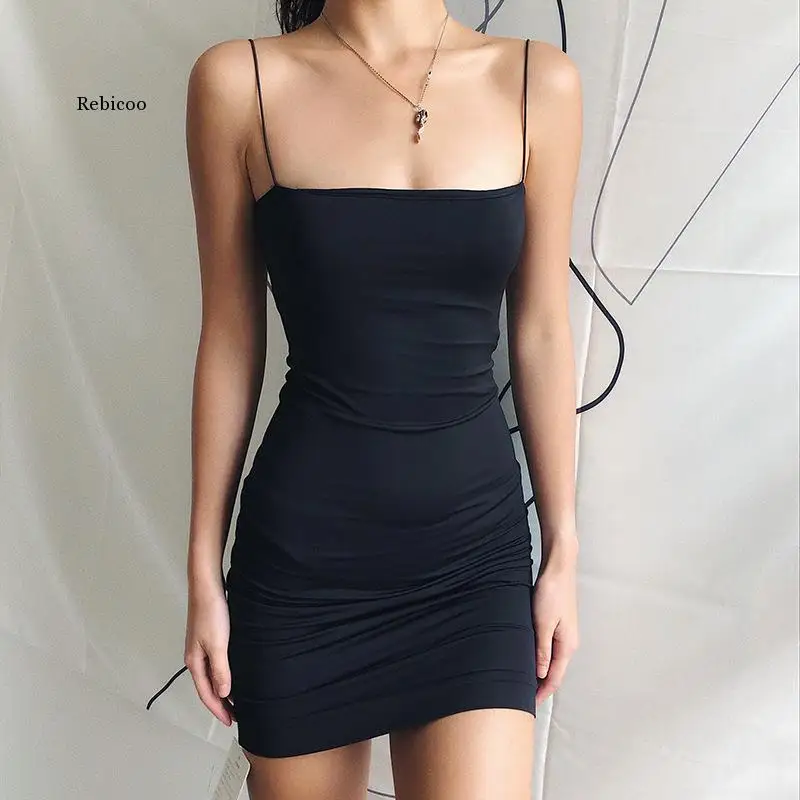 

White Sexy Dress Women Spaghetti Strap Dresses Female High Waist Sheath Club Dress Short Summer Mini Sleeveless Vestidos