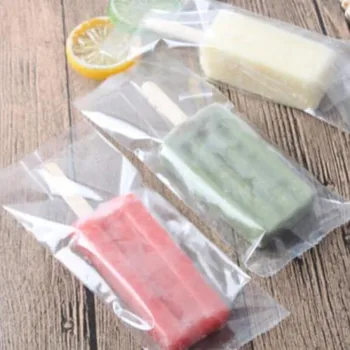 100PCS 명확한 플라스틱 아이스크림 부대 처분 할 수있는 Popsicle 부대 냉장고 얼어 붙은 아이스크림 저장 부대 DIY 포장