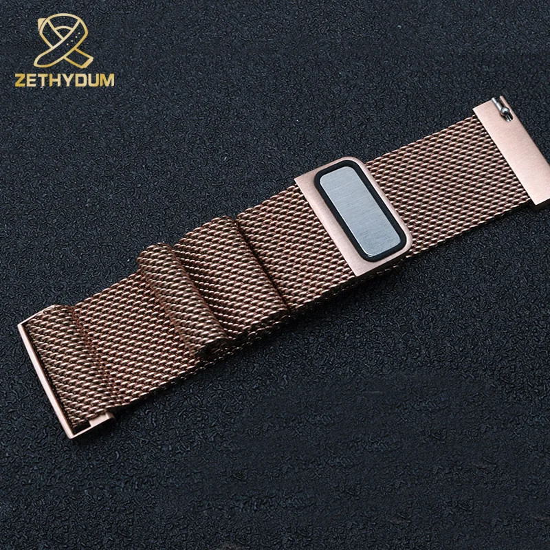 Magnet Milan Stainless Steel Mesh Watch Strap - Thin, Adjustable Metal Bracelet