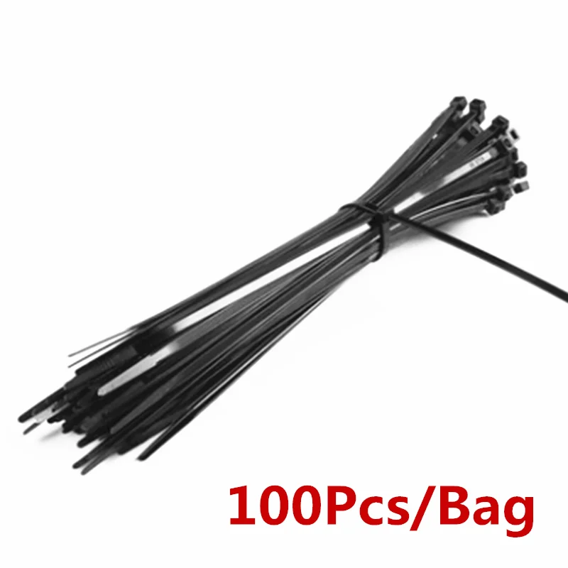 100 шт. 3X60/80/100/120/150/200 мм 4X150/200/250/300 черный кабель провода Кабельные стяжки самоблокирующиеся Нейлоновые кабельные стяжки