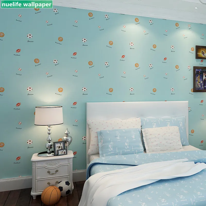 Мультфильм Футбол Баскетбол узор нетканые обои гостиная спальня детская комната ТВ фоновые обои
