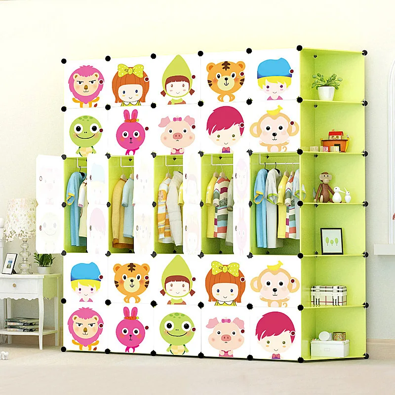 

Simplicity Cartoon Wardrobe Storage Rack Baby Wardrobe For Children Kids Adult Wardrobe Storage Cabinets Cabinet Glove Compartme