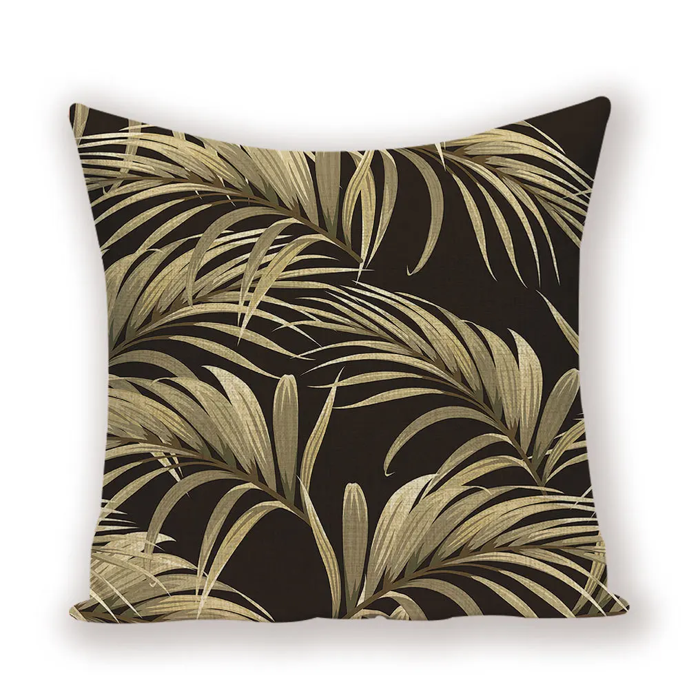 Льняная наволочка с тропическими листьями, Весенняя подушка с зеленым растением, наволочки для дивана, декоративные подушки 45*45
