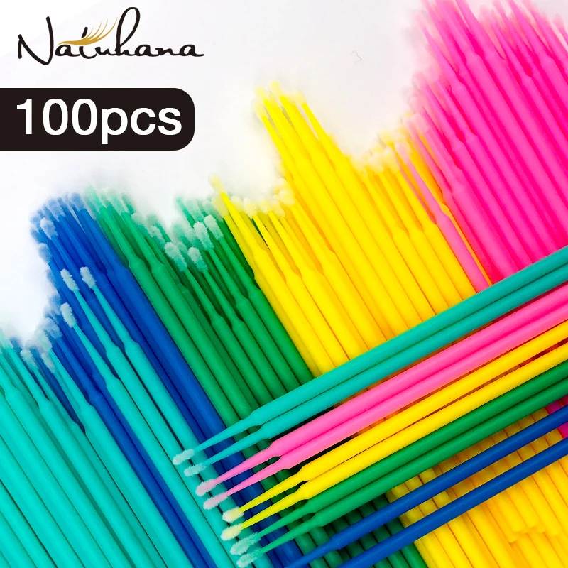 

100pcs/Pack Durable Disposable Micro Make Up Brushes Eyelash Extension Eye Lash Glue Brush Micro applicators Sticks Makeup Tools
