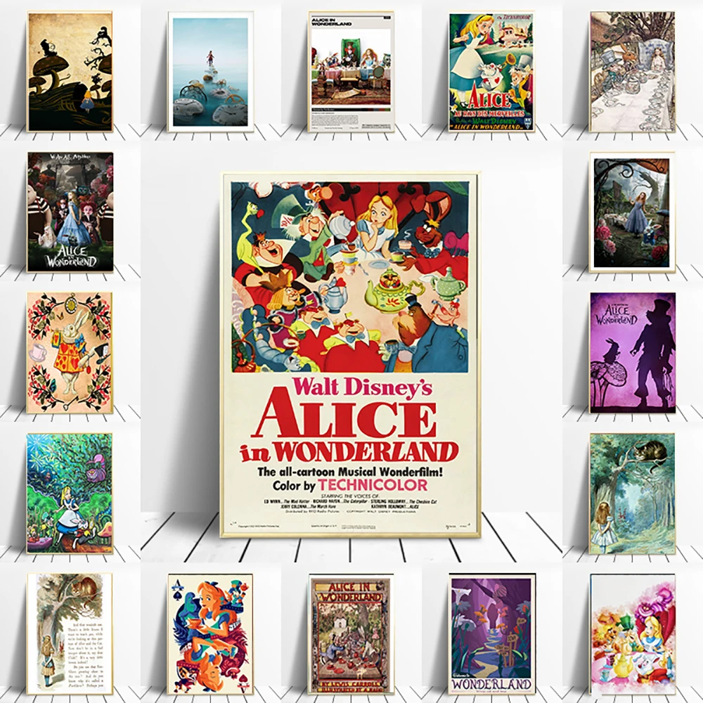Alices Wonderland Posters Painting Calligraphy Movie Art Retro