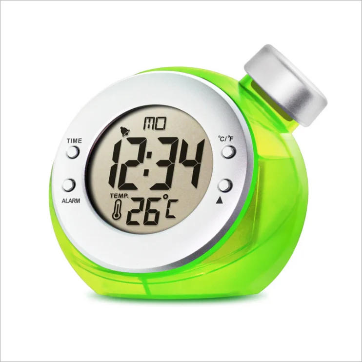 green Светодиодные цифровые часы для воды, цифровые электронные настольные часы с будильником, настольный мини-будильник с температурой времени - Цвет: green