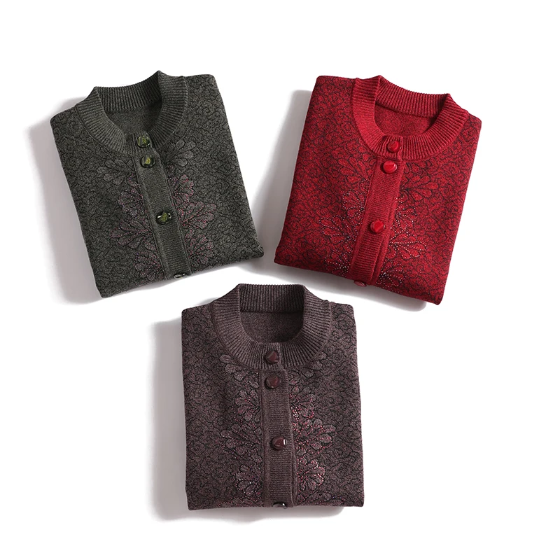 Fdfklak, XL, 2XL, 3XL, 4XL размера плюс, женский кардиган, толстый теплый свитер, новая зимняя одежда, Свободный вязаный свитер с вышивкой для мамы
