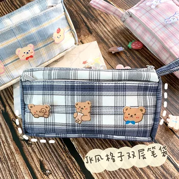

Double Layer Canvas Pencil Case Quality School Supplies Stationery Gift School Cute Pencil Box Pencilcase Pencil Bag