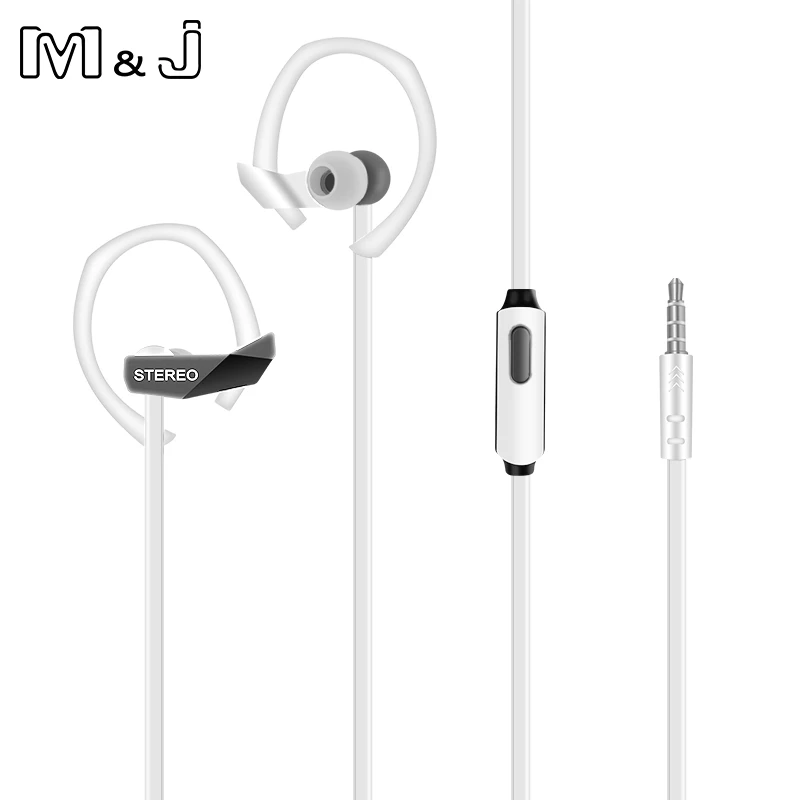 M& J M05 3,5 мм супер бас Проводные спортивные наушники стерео наушники для бега с микрофоном для ПК Iphone samsung Xiaomi - Цвет: White