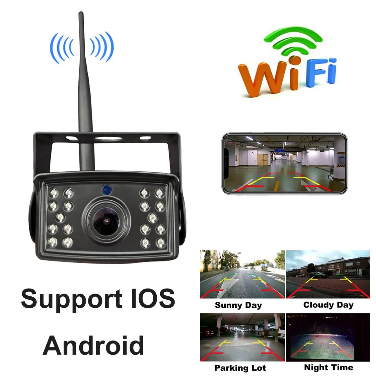 Wi-Fi камера ночного видения беспроводная камера заднего вида автомобильная парковочная система с функцией записи Поддержка IOS/Android