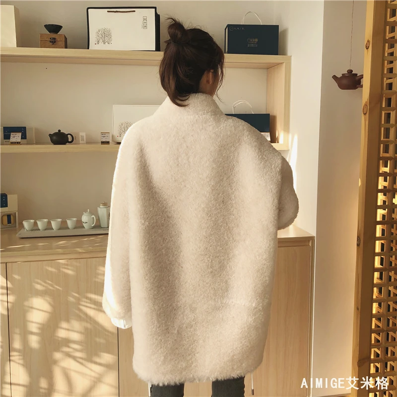 women's clothing winter outerwear coats new lambs wool plush curly fur coat Leather grass 1018
