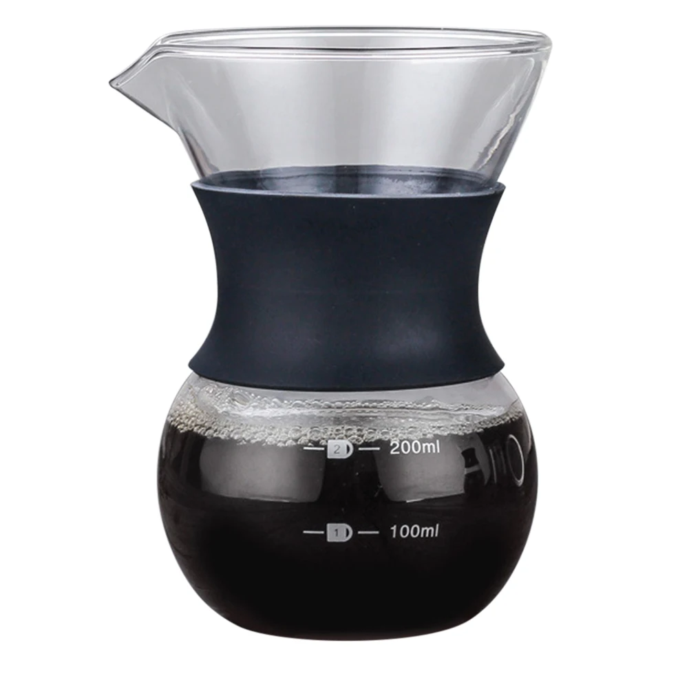 Black 200ml No Filte Pour над кофеварка с боросиликатного стекла руководство кофе капельница пивовар DTT88 - Цвет: Black 200ml No Filte
