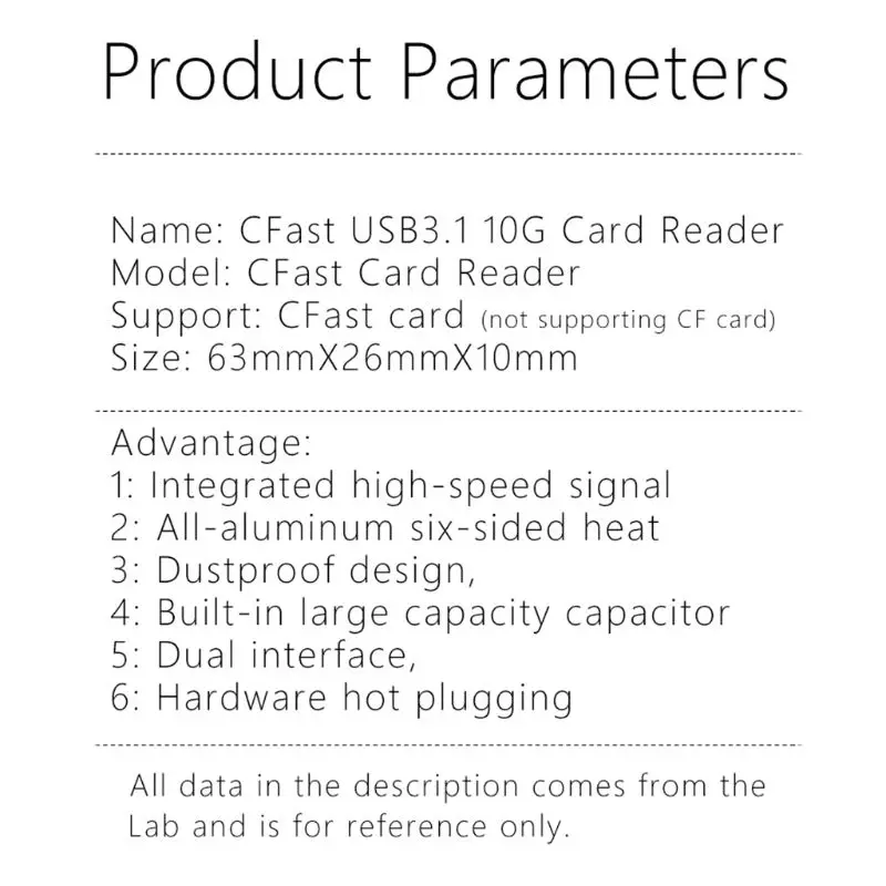 CFast кард-ридер USB3.1 двухпортовый USB-A USB-C портативный GEN2 10 Гбит/с