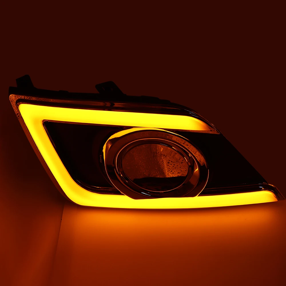 1 комплект DRL дневные ходовые огни Светодиодный дневной светильник противотуманный светильник с желтым сигналом поворота для Nissan Navara Sentra