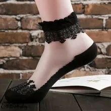 Женские сексуальные короткие носки в стиле ретро с кружевными рюшами и оборками, сексуальные нейлоновые короткие носки, женские ультратонкие эластичные носки 3FS