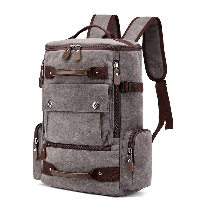MAGIC UNION Vintage Canvas Backpack Travel Duffel Bag Rucksack Hiking Bag Laptop Bags Casual Luggage Backpacks - Цвет: Gray