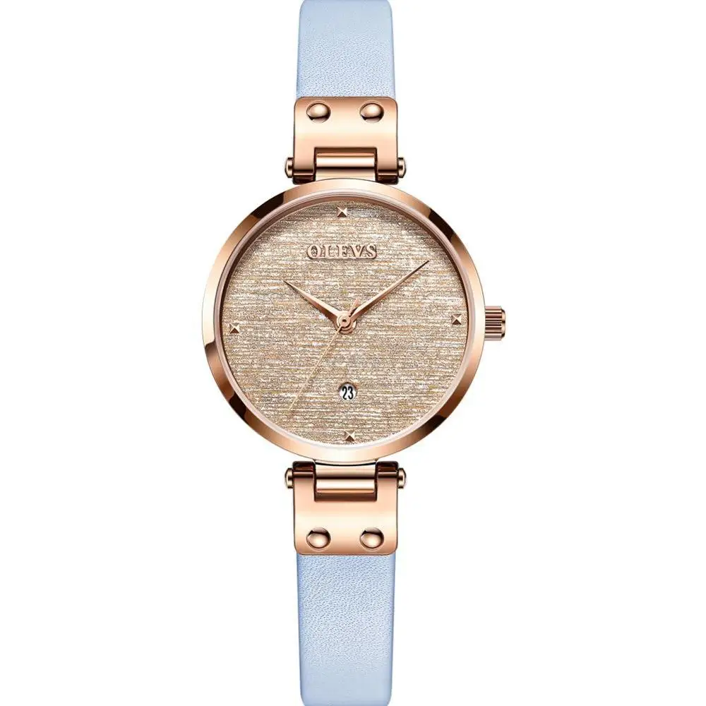 OLEVS, модные женские часы, розовое золото, женские часы-браслет, Reloj Mujer, новинка, креативные водонепроницаемые кварцевые часы для женщин - Цвет: Blue Gold