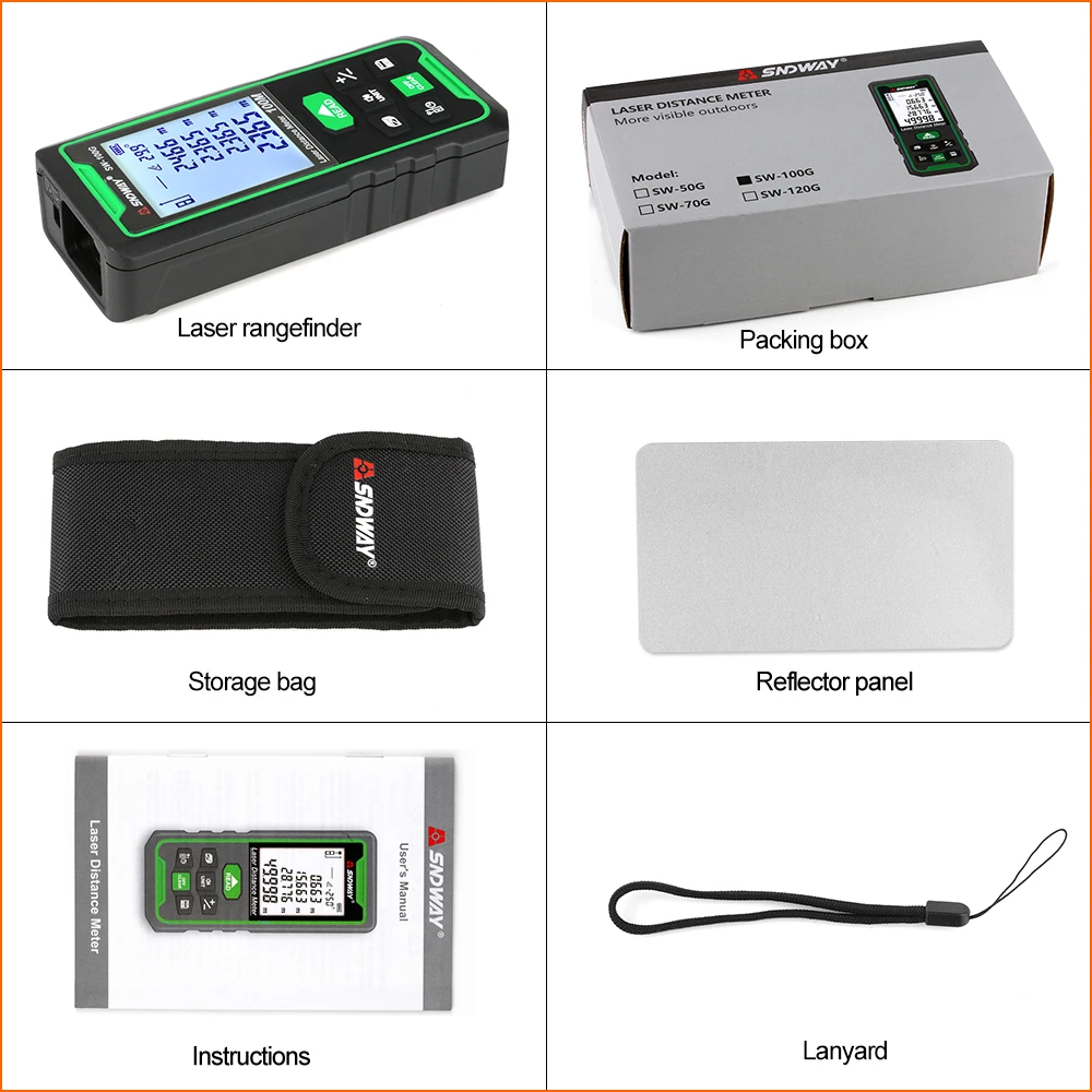 SNDWAY Laser Rangefinder Green Lines Distance Rangefinder Digital Range finder Laser Tape Distance Ruler Sensor Distance Meter SNDWAY Laser Rangefinder Green Lines Distance Rangefinder Digital Range finder Laser Tape Distance Ruler Sensor Distance Meter