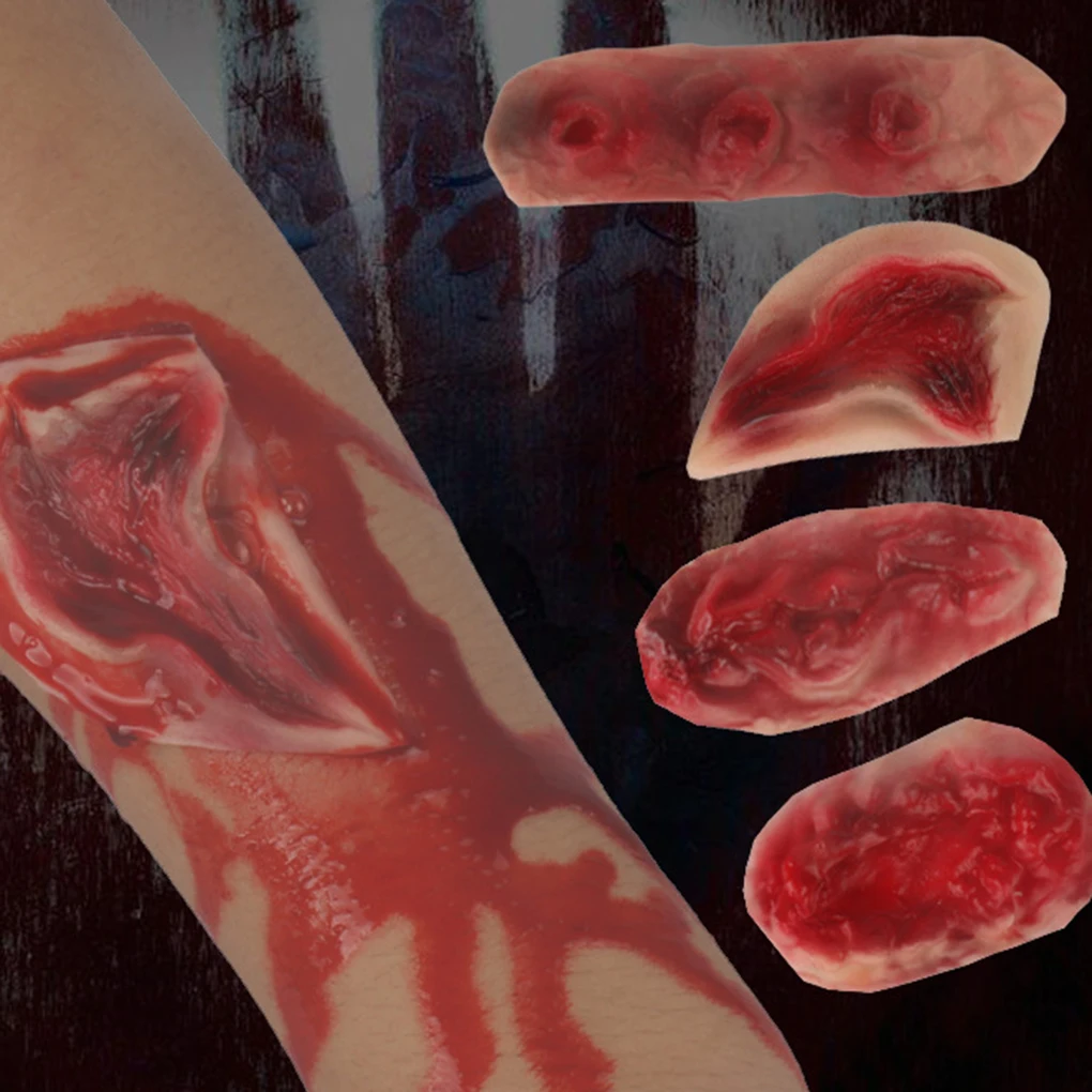 3D Хэллоуин моделирование шрамы латек искусственные татуировки Scab кровавый макияж ранение страшная кровь травма Стикер Праздничные подарки