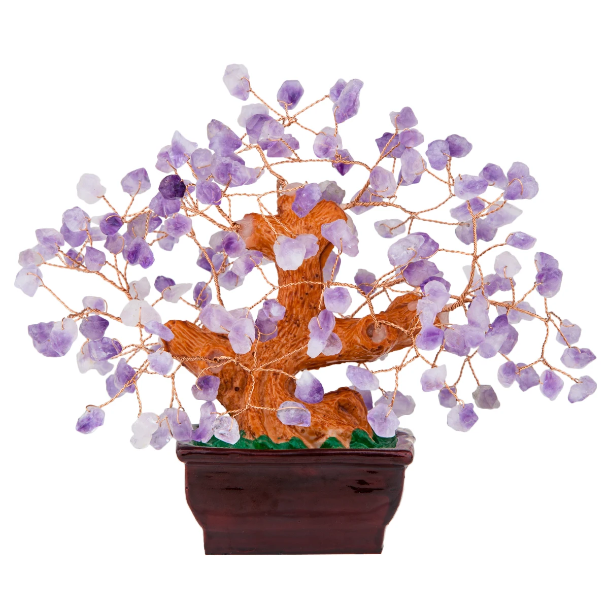 TUMBEELLUWA Bonsai Style  Natural Amethyst Luck Money Tree Reiki Healing Quartz Mini Tree Feng Shui Decoration Home For Wealth healing raw amethyst crystal calla lily with natural rose quartz base for desktop ornaments home decoration