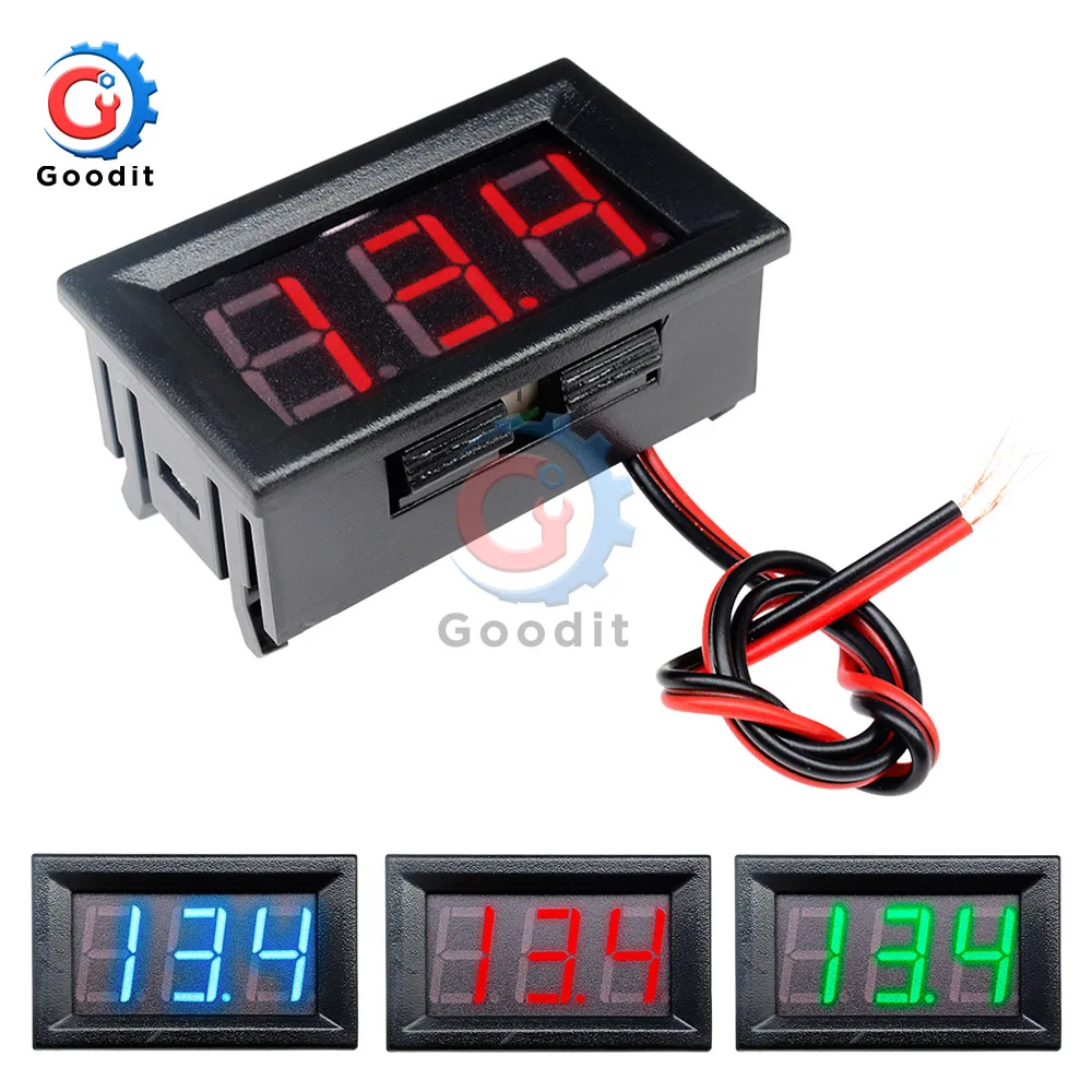

Mini Digital Voltmeter DC 4.5V to 30V Digital Voltmeter Voltage Panel Meter For 6V 12V 24V Electromobile Motorcycle Car 0.56 ''