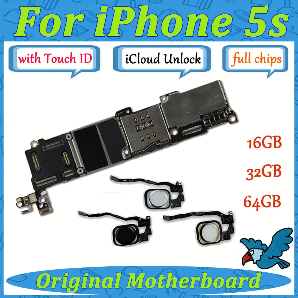 Разблокированная материнская плата для iPhone 5S с отпечатком пальца Touch ID 16 г 32 г 64 г материнская плата iCloud разблокировка материнских плат IOS