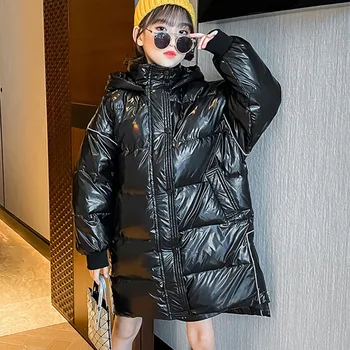 

Snowsuits New 2020 Children's Winter Down Jackets & Coats For Girls Long Tops Clothes Outdoor Hooded Coat Kids Parka Clothing