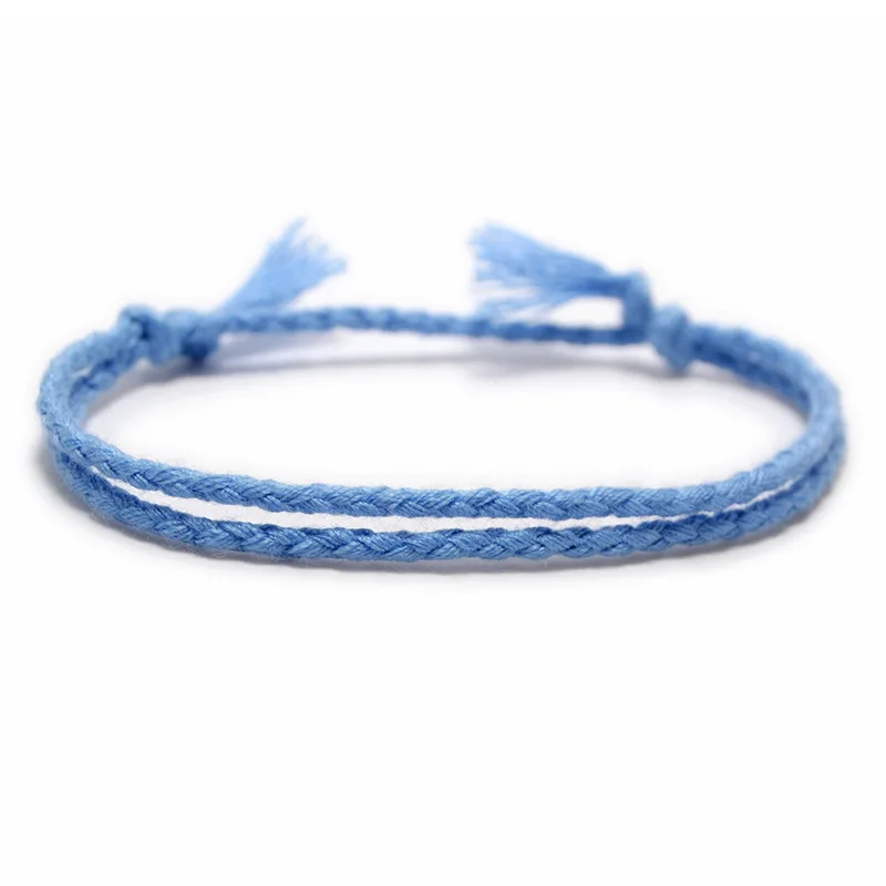 Meetvii Simple Woven Cotton Rope String Bracelet Pray Yoga Handmade Pure Color Chic Tassel Bracelet for Men Women 2020 New 