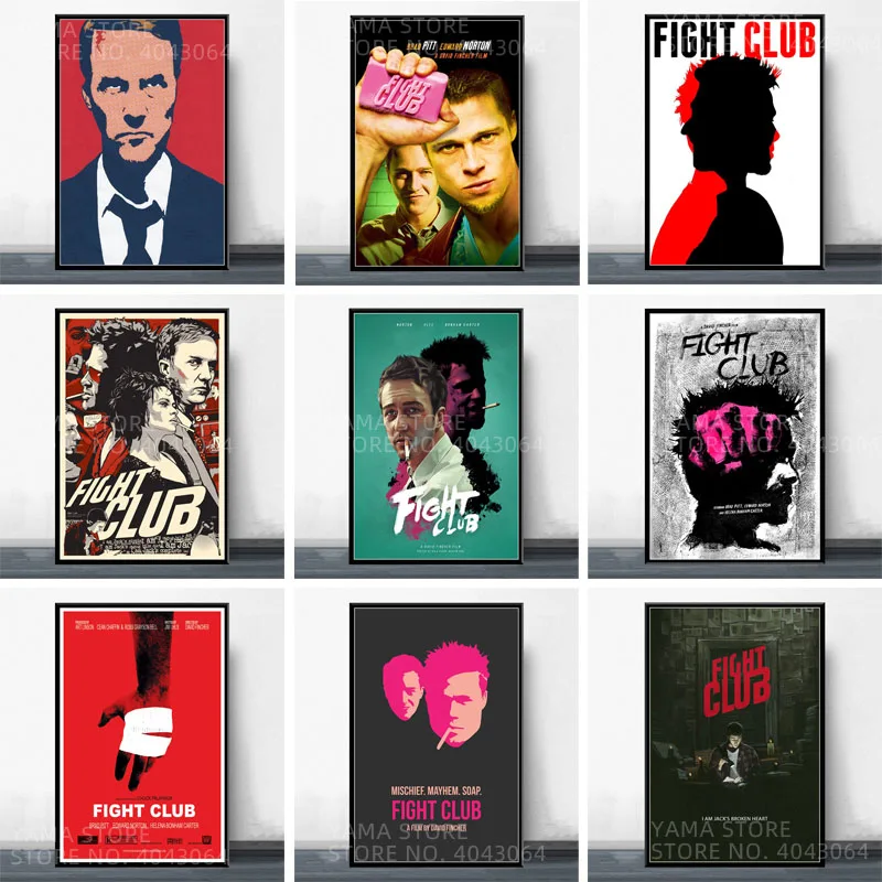 J175 Fight Club Poster Pitt Film David Fincher Classic Movie Wall Art Canvas Painting For Home Decor | Дом и сад