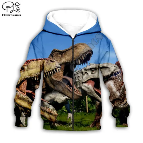 Kids zip hoodies Одежда для детей, детская одежда для маленькой девочки мальчик, сын с рисунком динозавра из мультфильма «Мир Юрского периода» принт 3D свитер с капюшоном/куртка/футболка для детей ясельного возраста, пуловер штаны K5 - Цвет: Kids zip hoodies