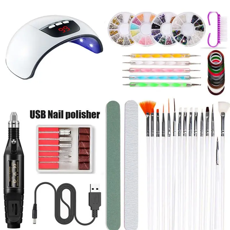 Professional Nail Set Dryer Polishing Machine + Sticker Drill Tool 45/36W USB Smart Sensor Lamp TSLM2 | Красота и здоровье