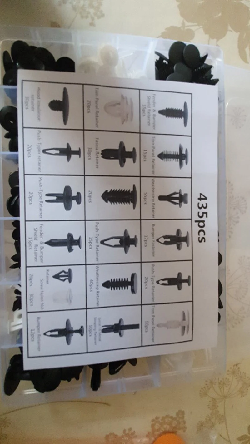 435 шт./компл. кузова автомобиля подкладке крыло переднего бампера фиксаторы крепежи зажимы Пластик заклёпки отделкой кабельные наконечники в наборе для винтов Панель застежка-молния