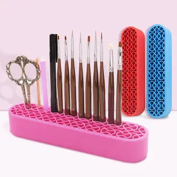 

Silicone Nail UV Gel Pen Holder Makeup Brush Display Stand Storage Case Desk Organizer Nail Polish Brush Display Manicure Tools