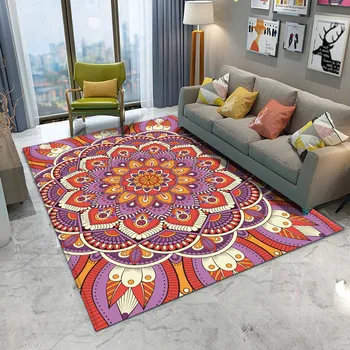 

Rectangle Carpet Ethnic Style Flower Mandala Printed Soft Carpets Room Anti-slip Chair For For Decor Floor Mat Living Rug Home