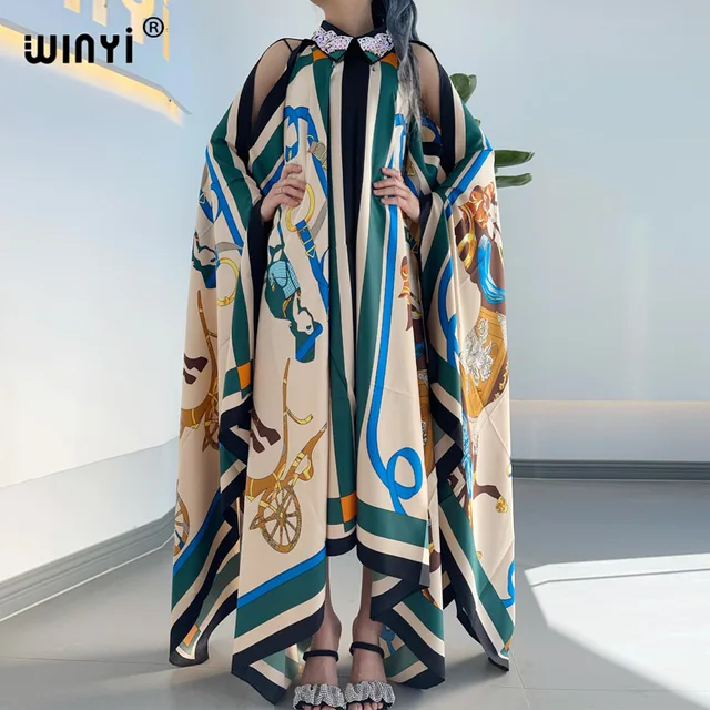 WINYI sukienka Fashion Summer kimono Dress free Size Women's Half Sleeve Floral Printed Elegant Casual Vacation Loose Dresses 1