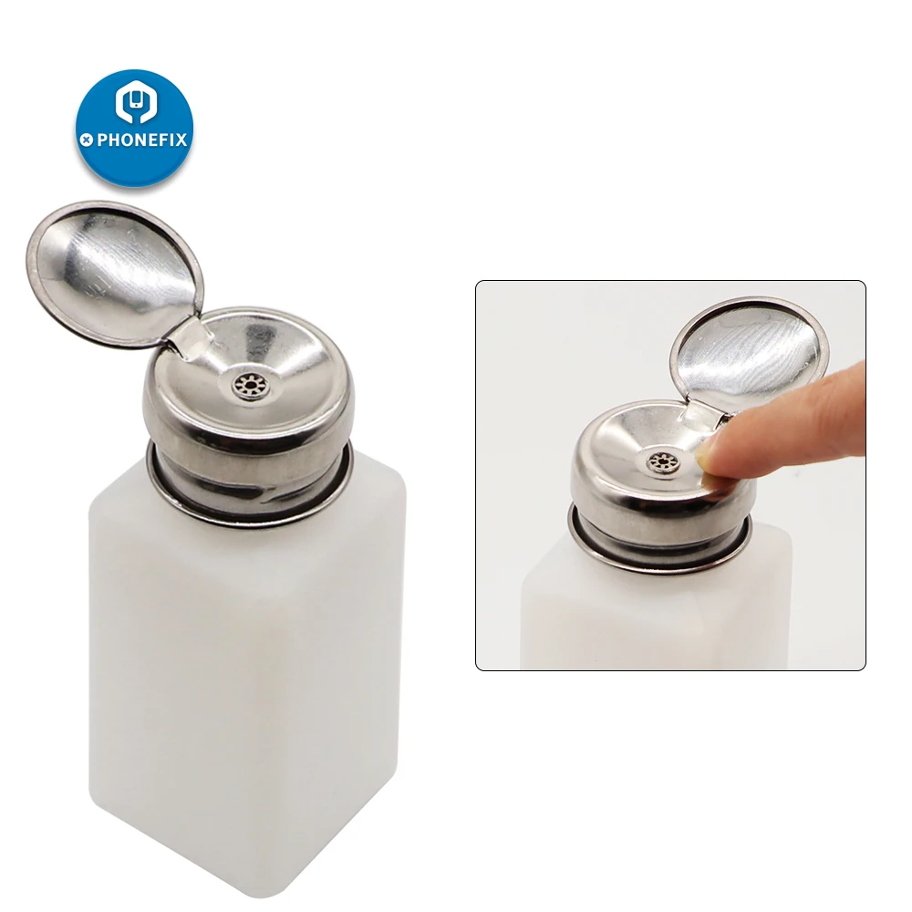 

PHONEFIX Plastic Liquid Alcohol Bottle Anti-static Refillable Container Air Pump for Mobile Phone Motherboard Cleaning 180/250ML