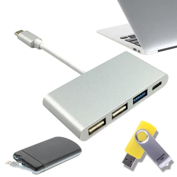 

Compact Portable Design USB-C/Type C USB 3.1 to USB Type C & 3-Port USB 3.0 Hub Adapter For Macbook High Quality!