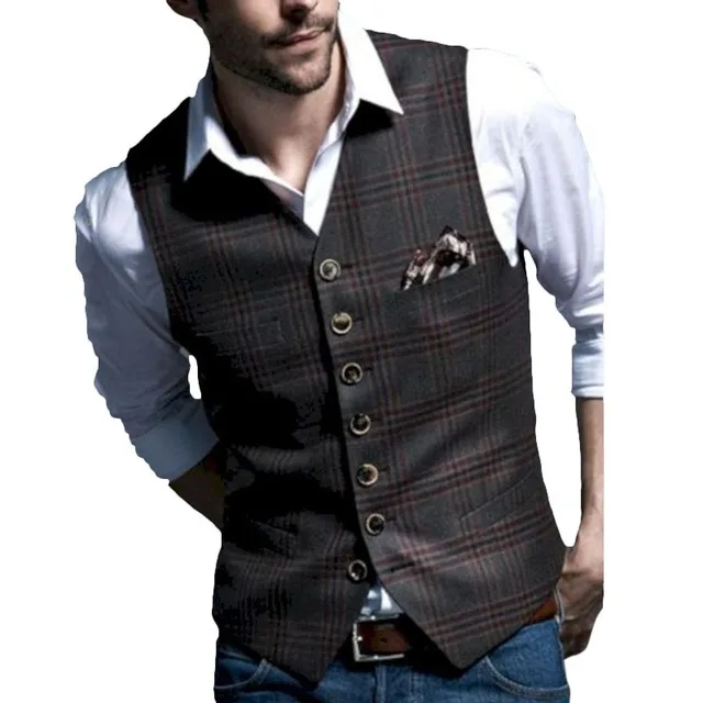 chaleco cuadros ropa para hombre chaleco hombre casual traje chaleco traje hombre chaleco hombre vestir chalecos para hombre gilet acolchado largo plus size chaleco tartan chaleco cuadros hombre _ -