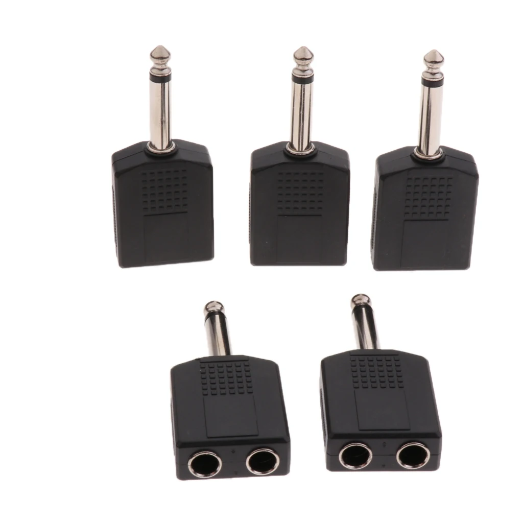 5x Mono 6.35mm/6.5mm Socket Guitar Mono Jack Plug Y Splitter Audio Adapter