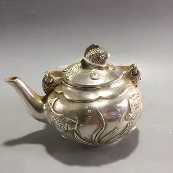 

Chinese Brass Carp Water Pot Handmade Auspicious Fish Statue Teapot Wine Pot Home Decoration Gift