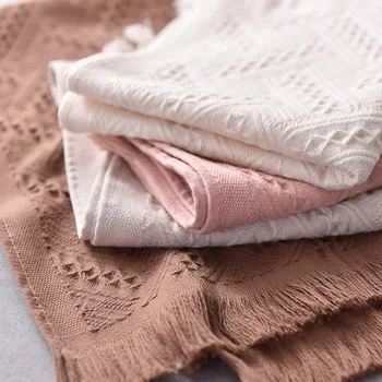 

33x75cm off white/grey/pink/grey color cotton jacquard face towel fringe towels wedding gift household towels adult