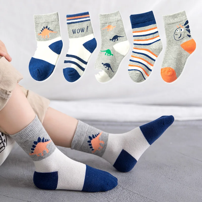 5 пар/партия, детские носки для мальчиков и девочек, детские повседневные эластичные милые носки для малышей модные носки в стиле «гольф» с рисунком, От 1 до 11 лет