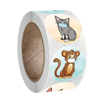 

500pcs 1inch Photo Albums Self Adhesive DIY Craft Paper Party Favors Envelope Sealing Gift Wrapping Cartoon Animals Round Labels