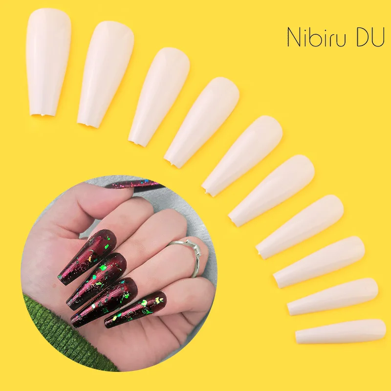 

600pcs/bag Long Coffin Stiletto Fake Nails ABS New Design Ballerina Nail Art Tips Clear/Natural Fake Nails Tips