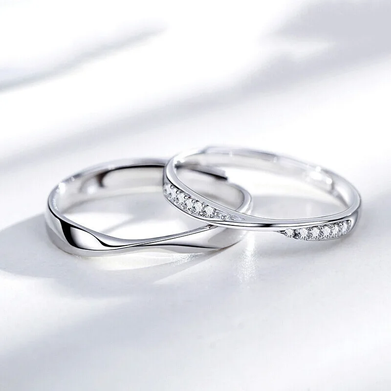 Opening Crystal Ring Zircon Adjustable Ring For Men Women Couple Engagement Jewelry