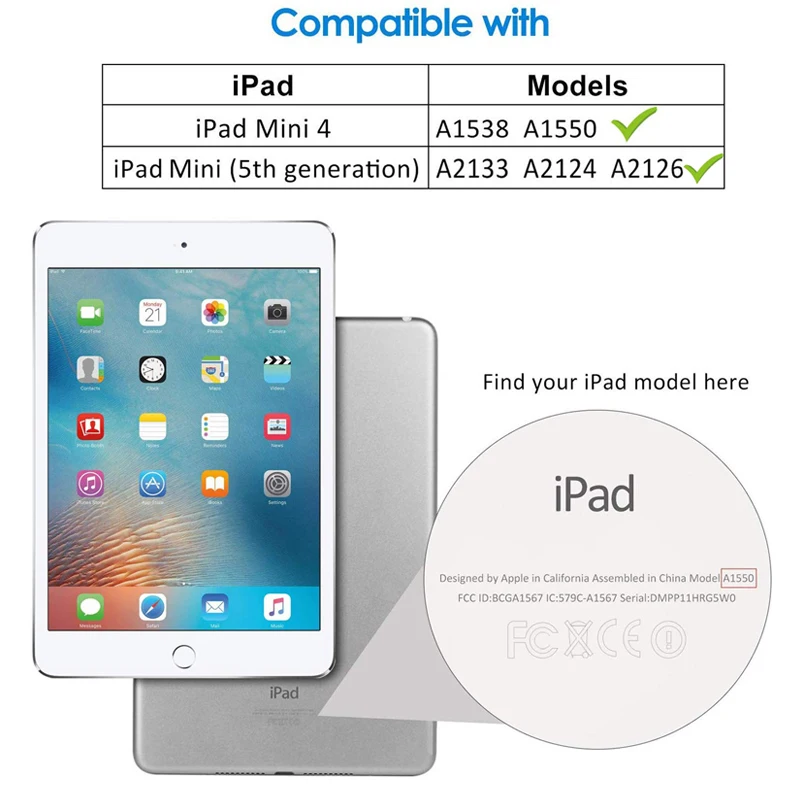 Умный чехол для iPad Mini 5 Чехол 7," [A2133/A2124/A2126/A2125], Автоматический Режим сна/пробуждения Mini5 чехол Назад Mini 4 A1538, A1550