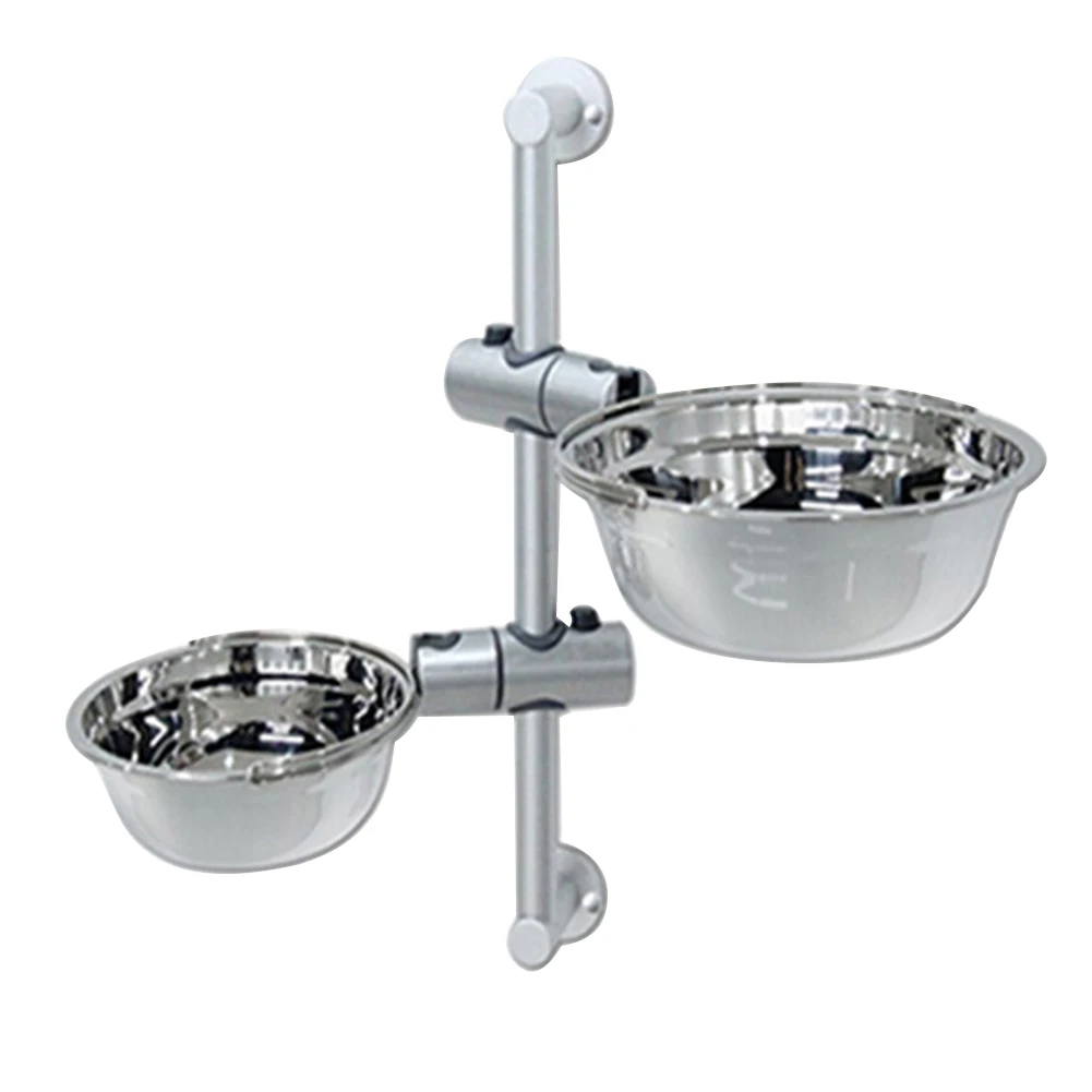 Easy Clean Non Toxic Safe Adjustable Food Aluminium Alloy Wall Mounted Removable Pet Bowls Set Elevated Feeding Water Dog Double