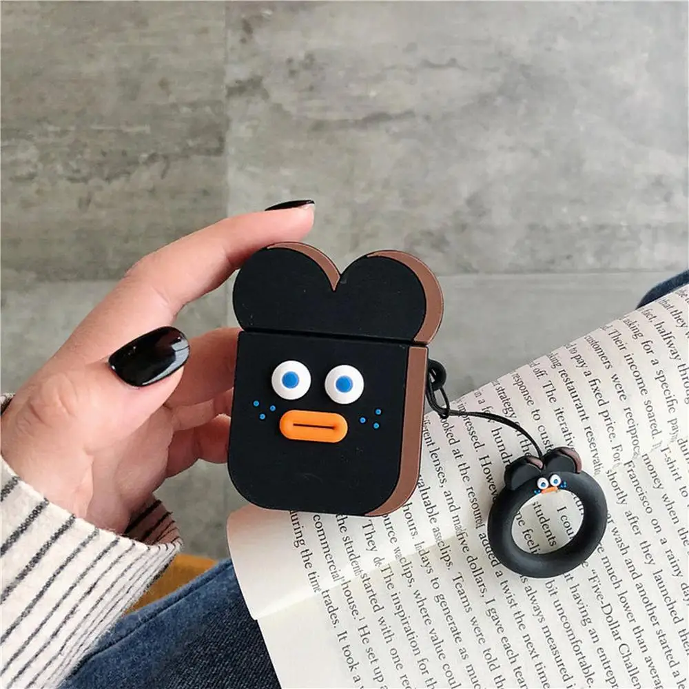 3D Забавный сэндвич кофе печенья злодей беспроводной Bluetooth гарнитура силиконовый чехол для Airpods Earphne защитные противоударные чехлы - Цвет: D