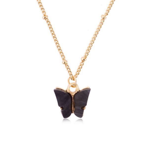 Butterfly Pendant Necklace For Women Colorful Acrylic Statement Choker Chain Korean Fashion Party Girl Jewelry Gift 2022