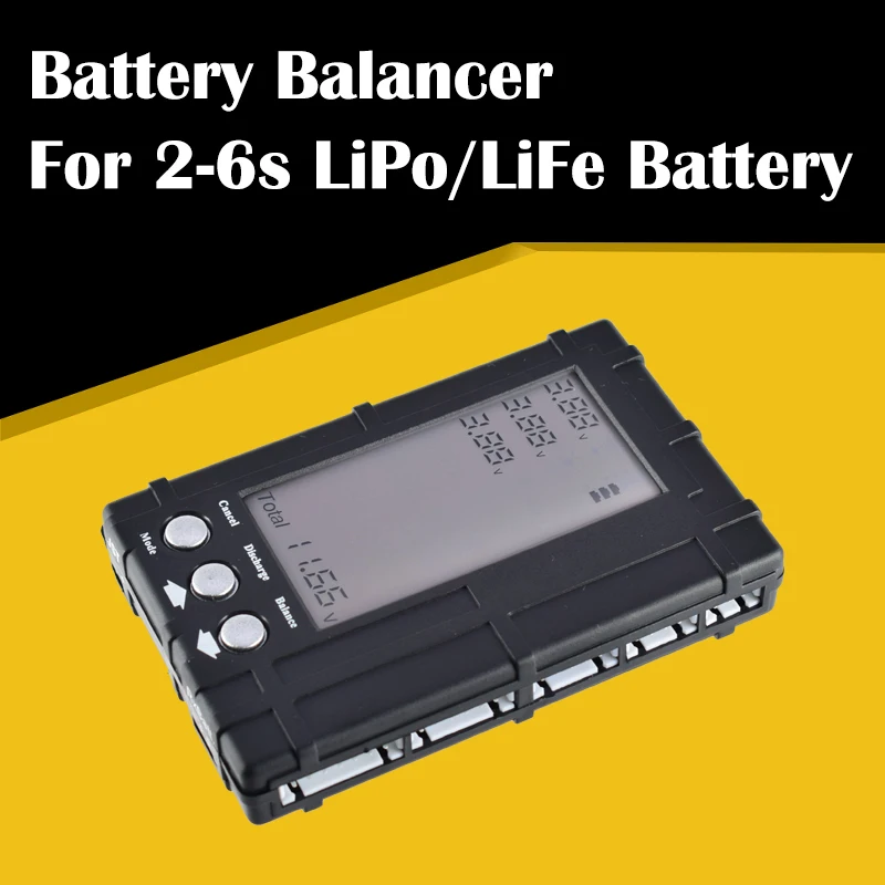 

Балансировочный индикатор напряжения LiPo/LiFe 2-6s 3 в 1, измеритель напряжения и разрядки, тестер с ЖК-дисплеем, разъем JST для радиоуправляемой модели